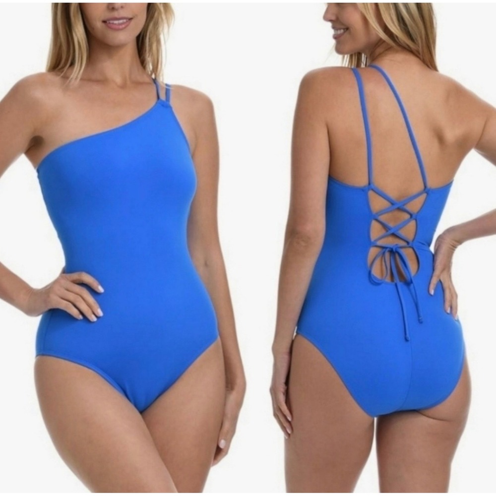 La Blanca Capri‎ Blue One Shoulder 1pc Swimsuit 14 XL